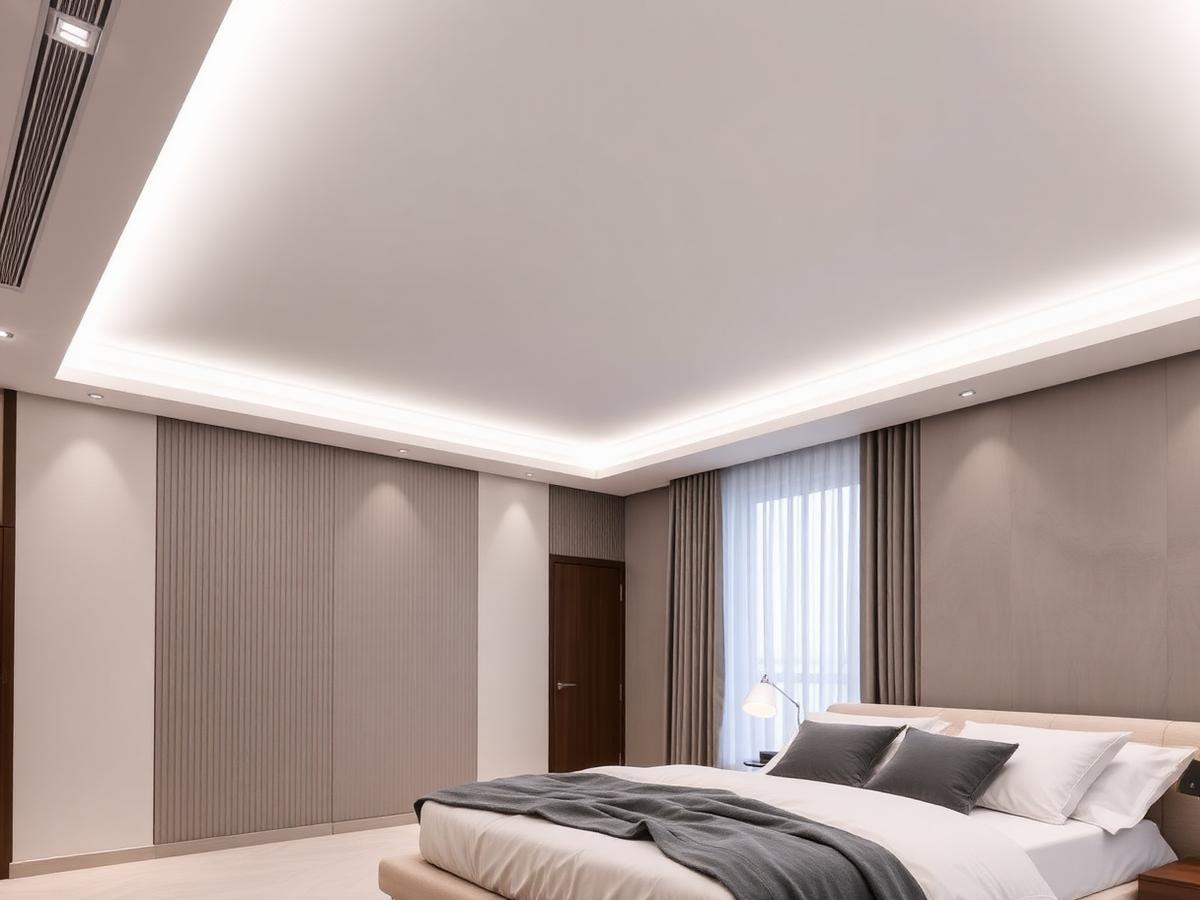 Detalhe de forro de gesso executado em ambiente residencial