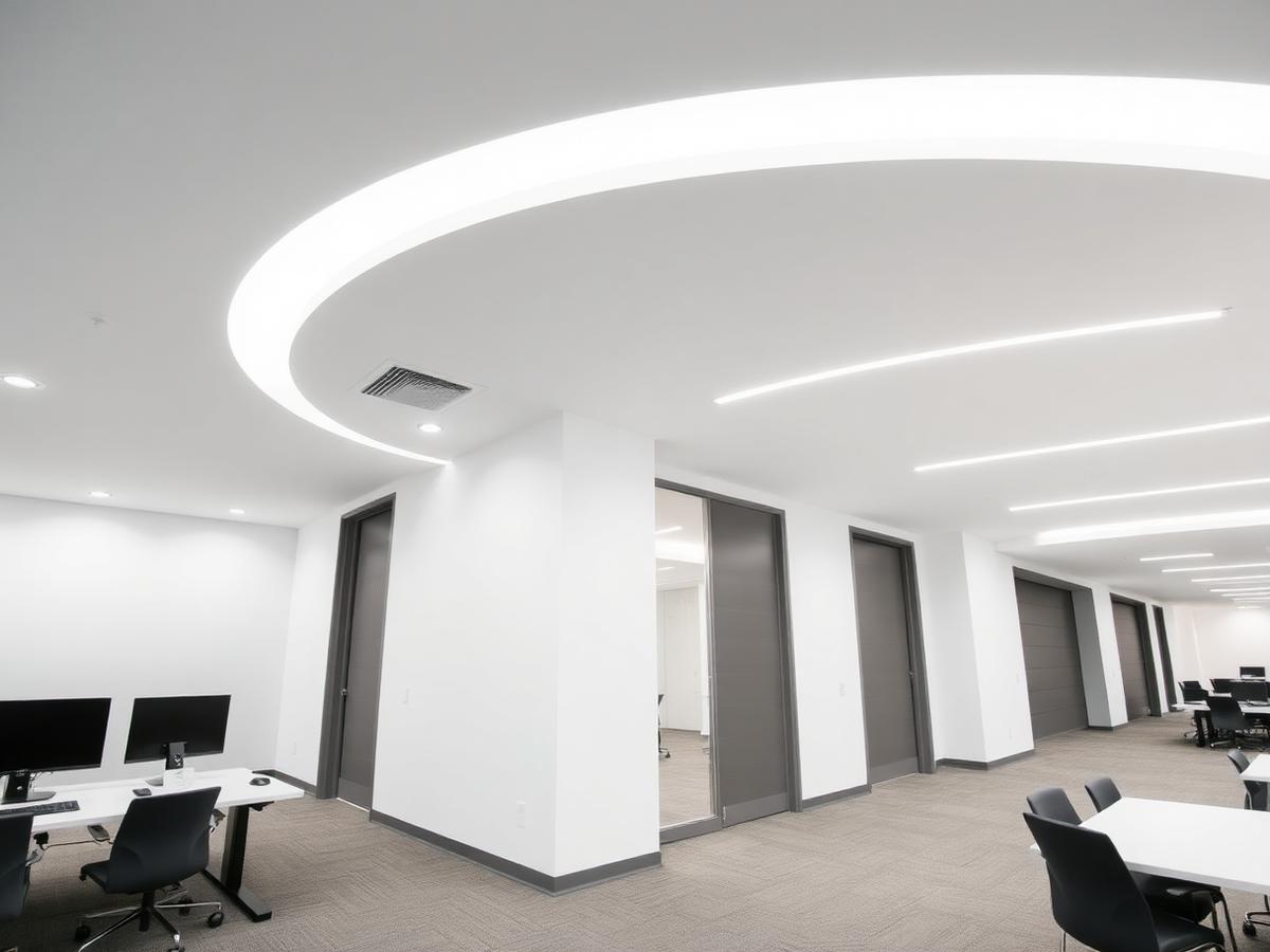 Ambiente comercial com acabamento em gesso
